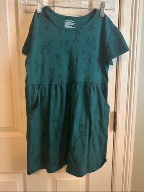 Cat & Jack dark Green Knit Dress with Deer Print